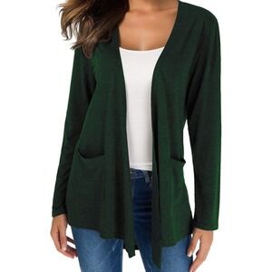 TownCat Cardigans for Women Loose Casual Long Sleeved Open Front Green Sz Small